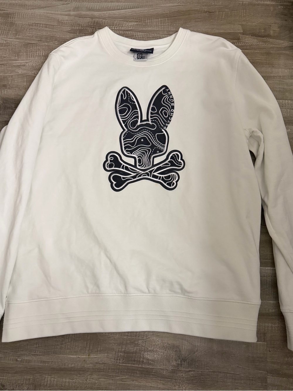 White Graphic spycho Bunny Skull Crewneck Sweater